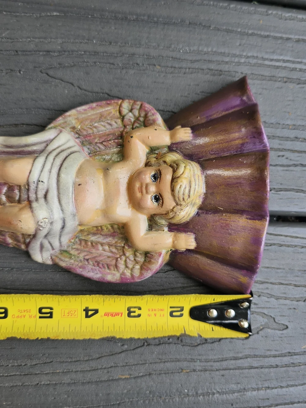 Vintage Hand Painted Ceramic Cherub Wall Pocket Planter